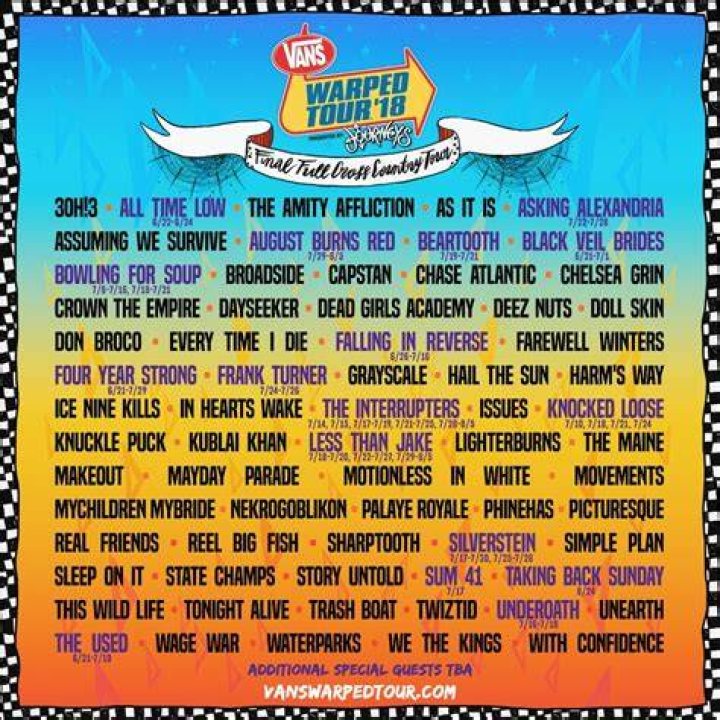 Vans Warped Tour 2018 Announced as Its Final Tour